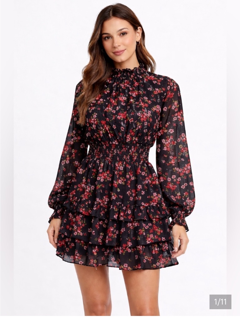 Sam And Jess floral ruffle tiered mini dress